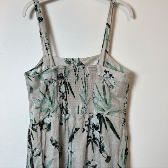 Banana Republic Maxie Dress | Ramie | Button Front | Khaki Floral | Medium - Picture 6 of 12